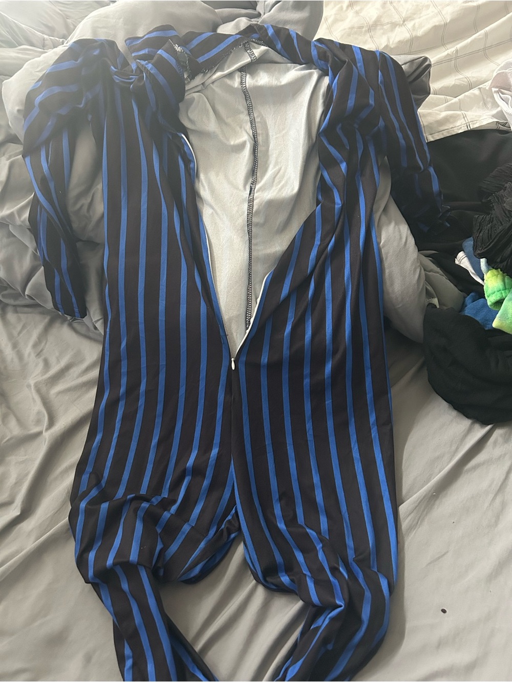 Blue and Black Striped Jumpsuit